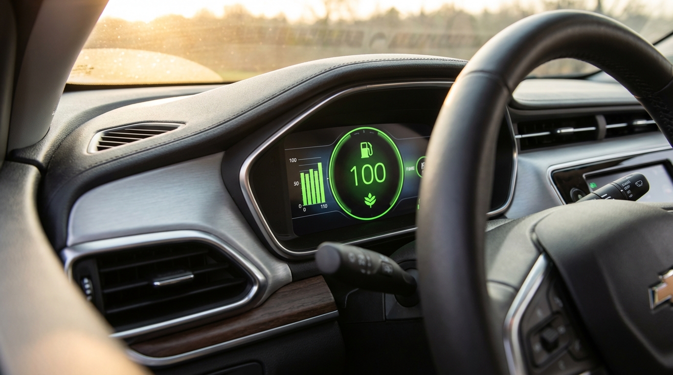 자동차 계기판의 연비 표시 화면