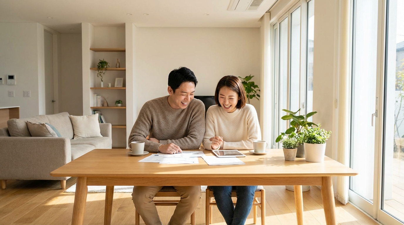 부부가 함께 서류를 검토하는 모습