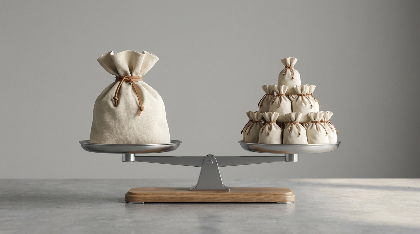 거치식과 적립식 투자를 비교하는 저울