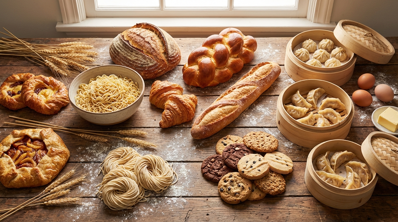 빵과 면류 등 밀가루로 만든 식품들