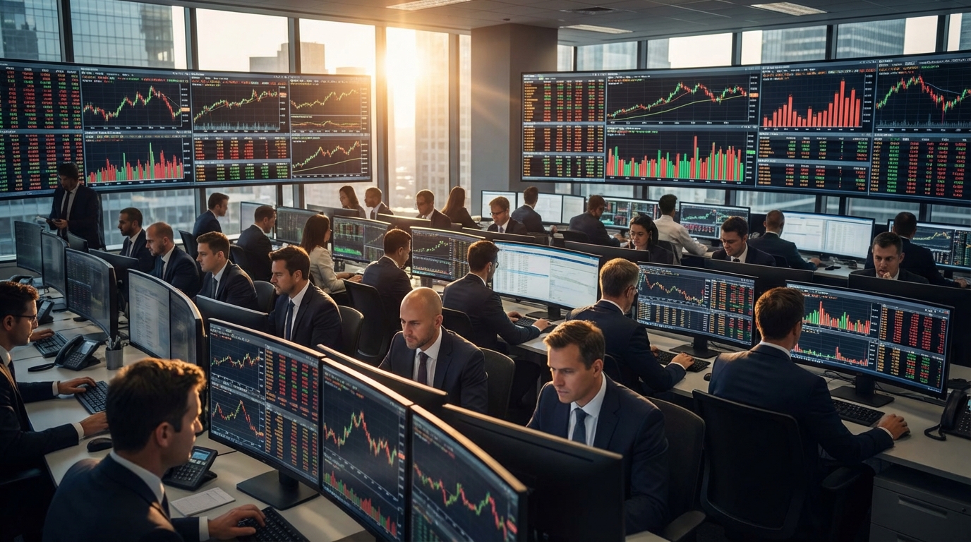 글로벌 금융시장과 주식 트레이딩 화면