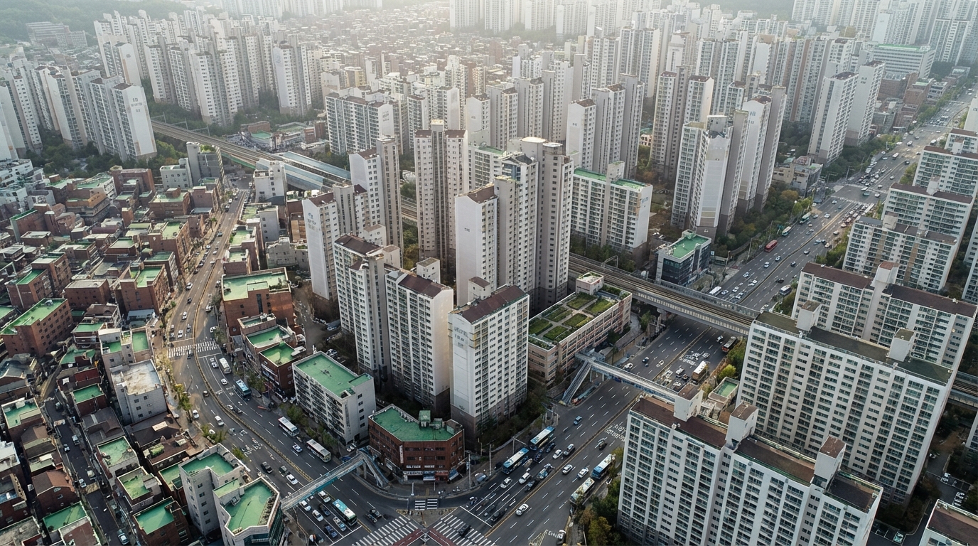 대한민국 도시 인구 밀집 모습