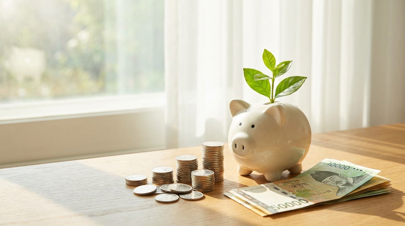 절세를 상징하는 저금통과 동전 더미