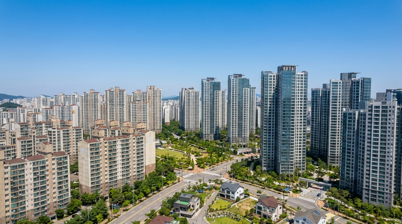 한국 아파트 단지 항공뷰