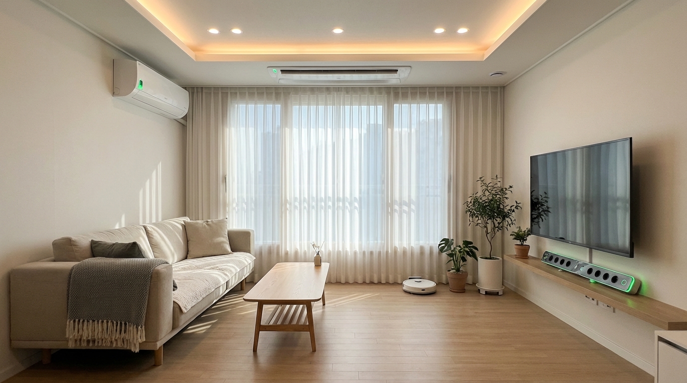 에너지 절약형 현대 한국 가정 인테리어